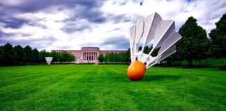 Jak w badmintonie nazywa się część lotki złożona z piór albo tworzywa sztucznego?